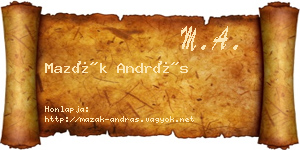 Mazák András névjegykártya